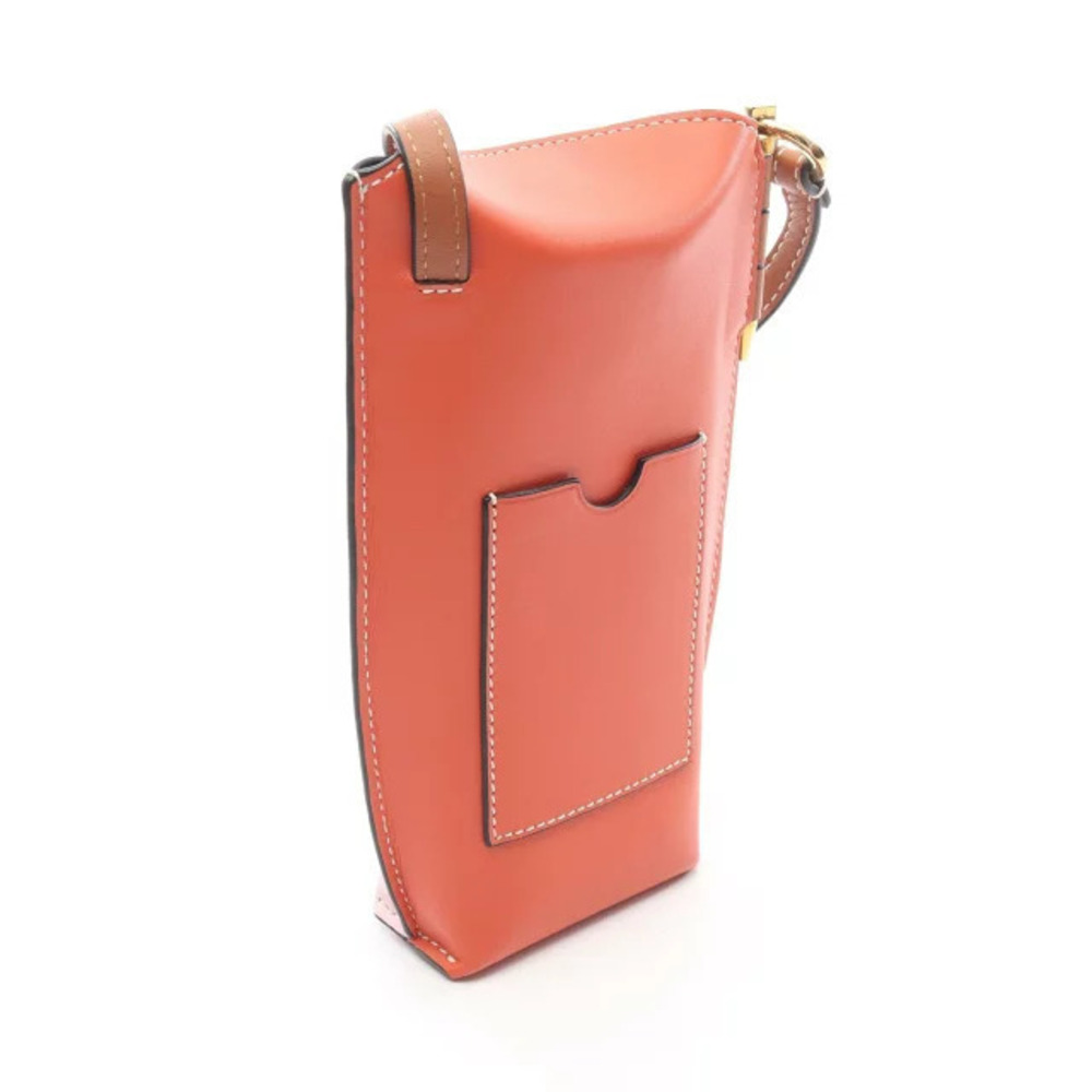 Loewe Shoulder Pocket Gate Pink Leather Brown Bag Orange Brown Orange